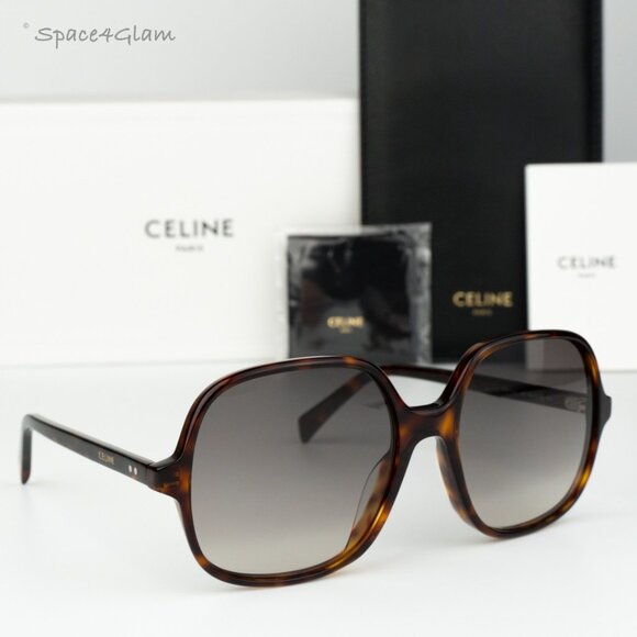 Celine Women Sunglasses Havana Gradient Brown Geometric CL40244U 52F BRAND NEW - Picture 1 of 8